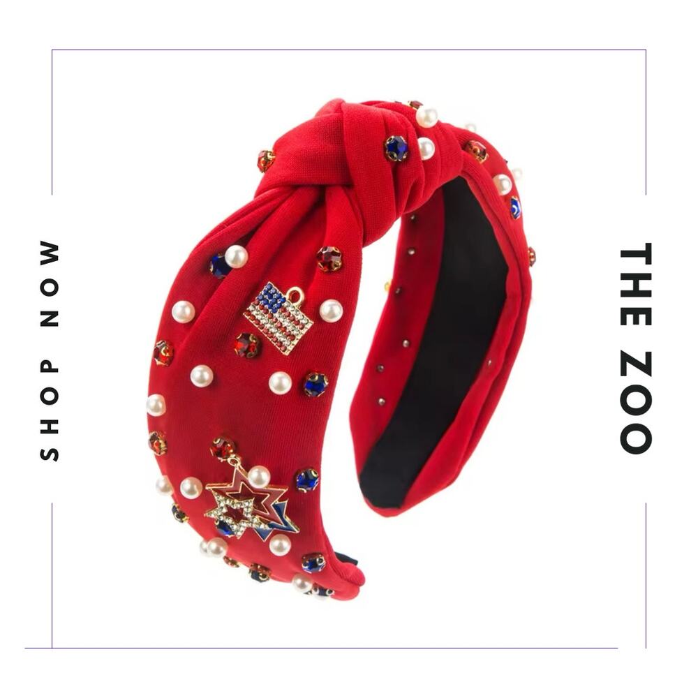 Jeweled Red‎ White and Blue Headband Rhinestones